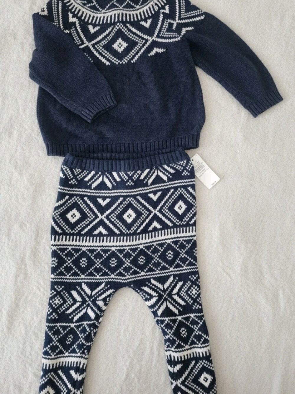 Old Navy Navy and White Fair Isle Knit Kids Matching Set
